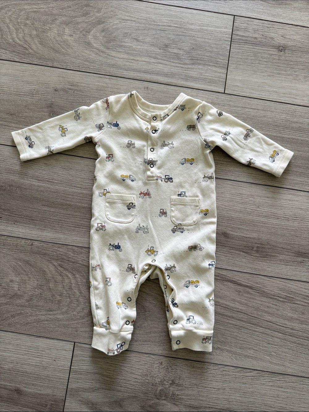 PEHR Henley Patch Pocket Romper Rush Hour 3-6 months